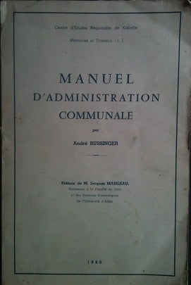 Manuel d'administration communale - Kabylie